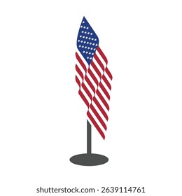 vector design of united states flag on flagpole	