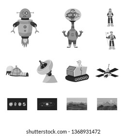 Vector design of universe and travels  icon. Collection of universe and cosmic  stock symbol for web.