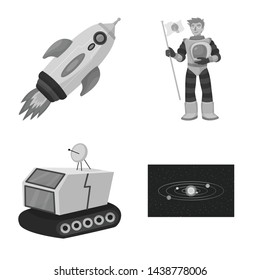 Vector design of universe and travels icon. Collection of universe and cosmic stock symbol for web.