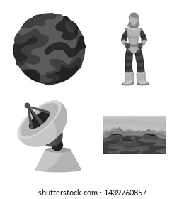 Vector design of universe and travels icon. Set of universe and cosmic stock vector illustration.