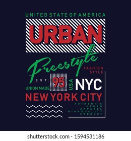 vector design Urban new york city Typography Tshirt Graphics, Vector Illustration