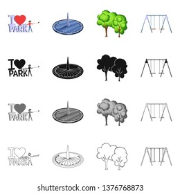 Vector design of urban and street sign. Collection of urban and relaxation stock symbol for web.