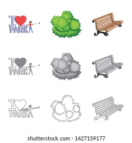Vector design of urban and street sign. Collection of urban and relaxation stock vector illustration.