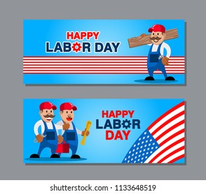 Vector design of US labor day greetings banner