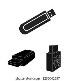 Vector design of usb and drive icon. Collection of usb and jump stock symbol for web.