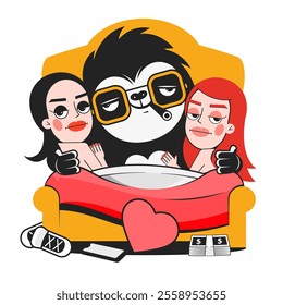 vector design of valentine's day card with young couple falling in love