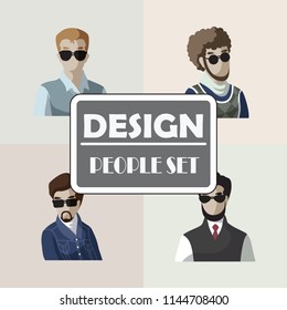 Vector design of various clothes wearers on a colorful background.In the series image