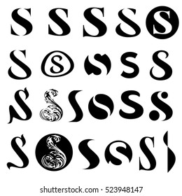 Vector design of various custom designed S characters for logo use