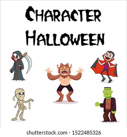 Vector design of various Halloween characters