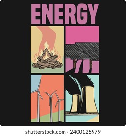 vector design of various kinds of energy generators