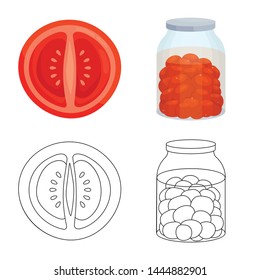 Vector design of vegetable and delicious icon. Set of vegetable and natural stock vector illustration.