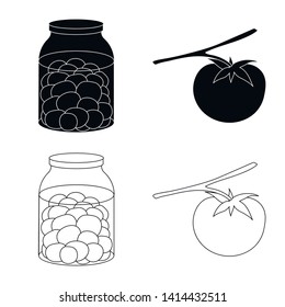 Vector design of vegetable and delicious sign. Collection of vegetable and natural stock vector illustration.