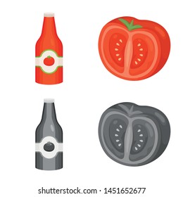 Vector design of vegetable and delicious sign. Collection of vegetable and natural stock vector illustration.