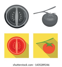 Vector design of vegetable and delicious symbol. Set of vegetable and natural stock vector illustration.