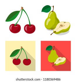 Vector design of vegetable and fruit icon. Set of vegetable and vegetarian vector icon for stock.