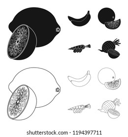 Vector design of vegetable and fruit icon. Set of vegetable and vegetarian vector icon for stock.