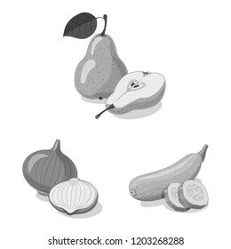 Vector design of vegetable and fruit icon. Set of vegetable and vegetarian stock symbol for web.