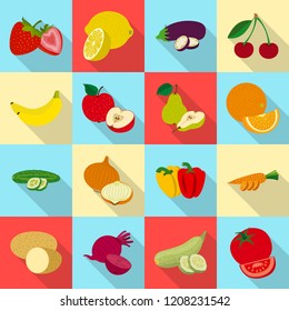 Vector design of vegetable and fruit icon. Set of vegetable and vegetarian vector icon for stock.