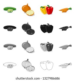 Vector design of vegetable and fruit icon. Collection of vegetable and vegetarian stock symbol for web.