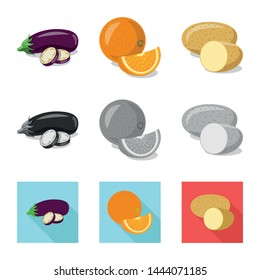Vector design of vegetable and fruit icon. Set of vegetable and vegetarian stock vector illustration.