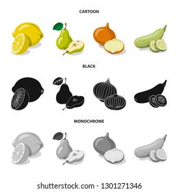 Vector design of vegetable and fruit logo. Collection of vegetable and vegetarian stock symbol for web.