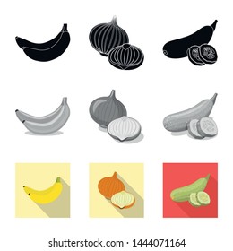 Vector design of vegetable and fruit logo. Collection of vegetable and vegetarian stock vector illustration.