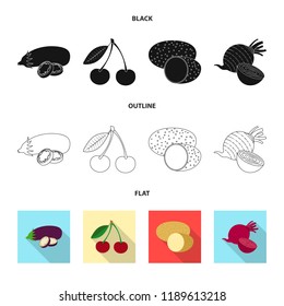 Vector design of vegetable and fruit sign. Set of vegetable and vegetarian stock symbol for web.