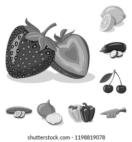 Vector design of vegetable and fruit sign. Collection of vegetable and vegetarian vector icon for stock.