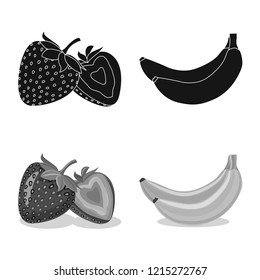 Vector design of vegetable and fruit sign. Set of vegetable and vegetarian stock symbol for web.