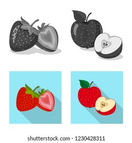 Vector design of vegetable and fruit sign. Collection of vegetable and vegetarian stock vector illustration.