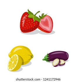Vector design of vegetable and fruit sign. Set of vegetable and vegetarian stock vector illustration.