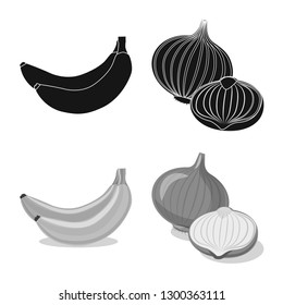 Vector design of vegetable and fruit sign. Collection of vegetable and vegetarian stock vector illustration.