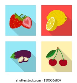 Vector design of vegetable and fruit sign. Collection of vegetable and vegetarian vector icon for stock.