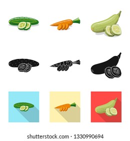 Vector design of vegetable and fruit sign. Set of vegetable and vegetarian stock symbol for web.