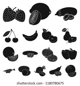 Vector design of vegetable and fruit symbol. Collection of vegetable and vegetarian stock vector illustration.