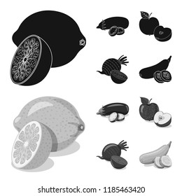 Vector design of vegetable and fruit symbol. Set of vegetable and vegetarian stock symbol for web.