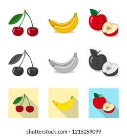 Vector design of vegetable and fruit symbol. Collection of vegetable and vegetarian vector icon for stock.