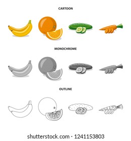 Vector design of vegetable and fruit symbol. Collection of vegetable and vegetarian stock vector illustration.