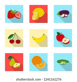 Vector design of vegetable and fruit symbol. Set of vegetable and vegetarian stock symbol for web.