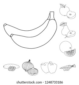 Vector design of vegetable and fruit symbol. Collection of vegetable and vegetarian vector icon for stock.
