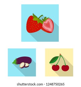 Vector design of vegetable and fruit symbol. Collection of vegetable and vegetarian stock symbol for web.