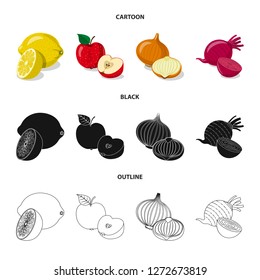 Vector design of vegetable and fruit symbol. Set of vegetable and vegetarian stock symbol for web.