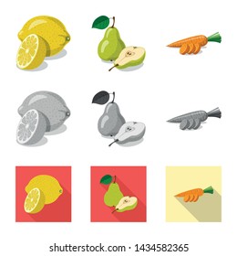 Vector design of vegetable and fruit symbol. Collection of vegetable and vegetarian stock vector illustration.