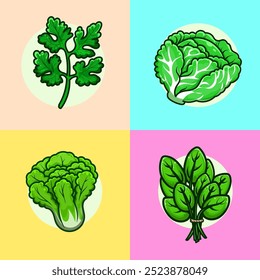 Diseño de Vector de Verduras. Verduras de Vector gratis apio, repollo, lechuga y espinacas.