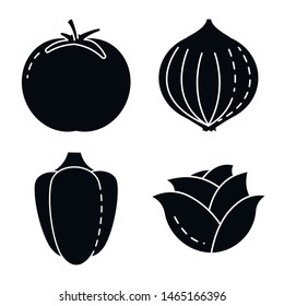 Vector design of vegetarian and organic logo. Set of vegetarian and food stock symbol for web.