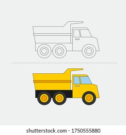Construcción de vehículos de diseño de vectores para el libro de colores
