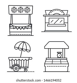 Vector design of vending and public sign. Set of vending and storefront stock symbol for web.