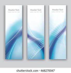 Vector design vertical Banner blue wave smooth line white background. illustration.
