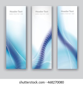 Vector design vertical Banner blue wave smooth line white background. illustration.