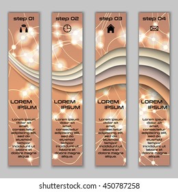 Vector design vertical banner set with abstract glowing colorful elements